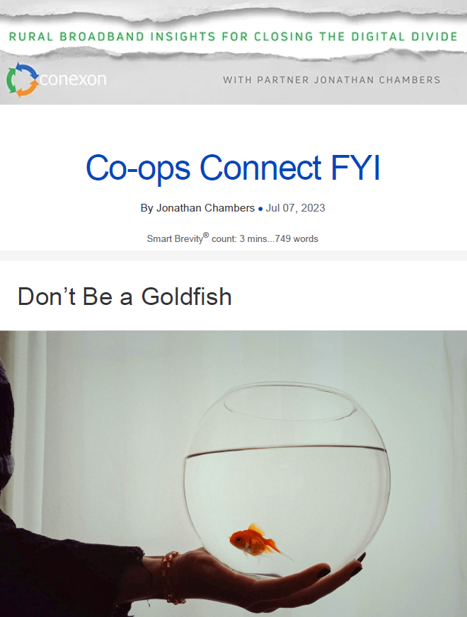 Co-ops Connect FYI thumbnail with a goldfish bowl with 1 fish.