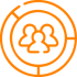 Orange circles around a group of people icon